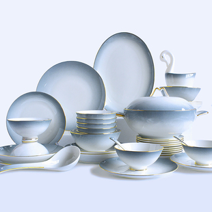 盘子陶瓷碗碗筷乔迁碗具2023新款 碗碟套装 家用景德镇骨瓷餐具套装