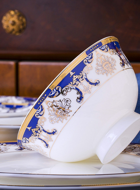 自由组合景德镇骨瓷餐具碗碟套装家用轻奢盘筷子中欧式高档陶瓷器