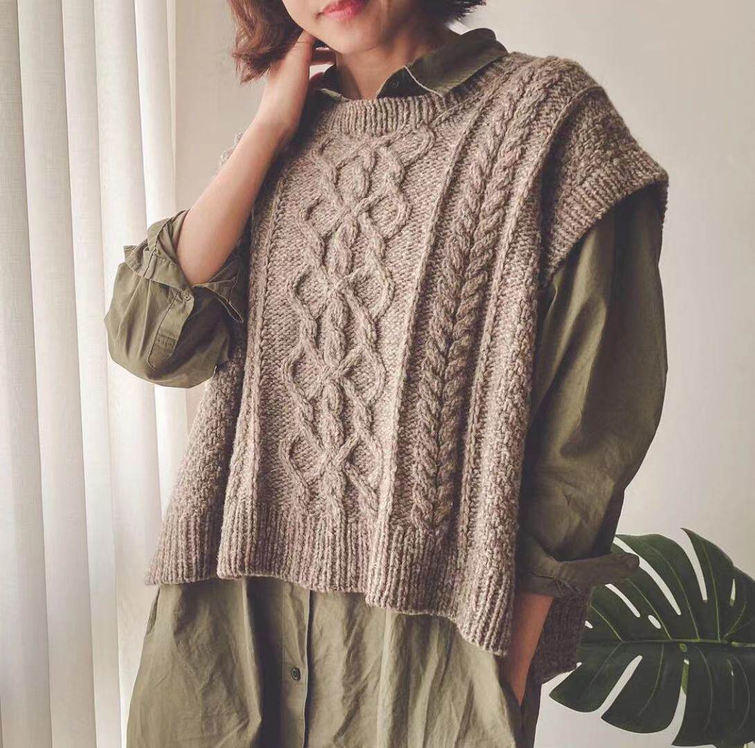 麦拉背心 女士毛衣棒针文字翻译编织说明 非实物 拍下备注邮箱