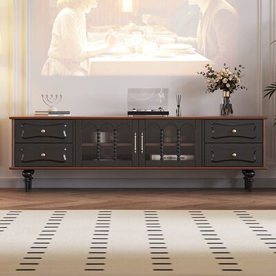 美式实木电视柜客厅家用小户型法式复古轻奢高级感收纳储物柜一体