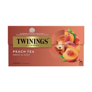 英国川宁红茶茶包Twinings 蜜桃果香红茶25片 进口花果茶袋泡水果