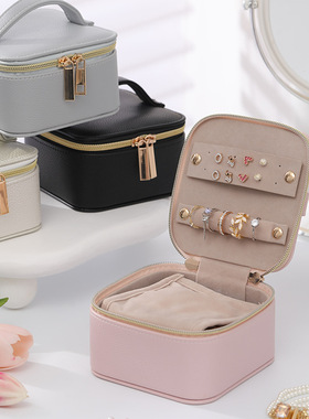 新款多色手提饰品项链收纳盒耳钉戒指耳环首饰盒透明珠宝手镯袋