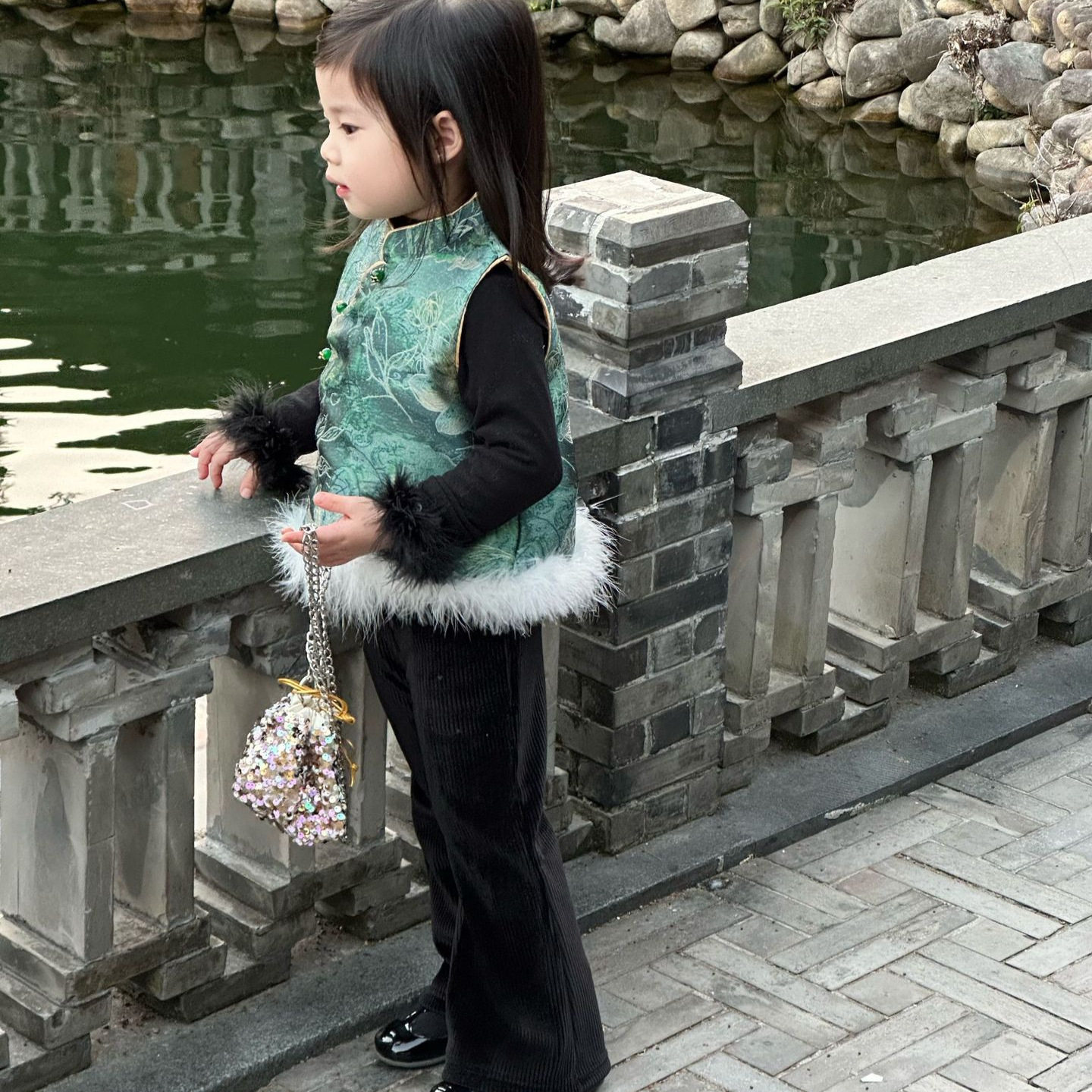 马甲背心童装儿童新中式套装女童汉服2025秋冬款唐装宝宝国风衣服