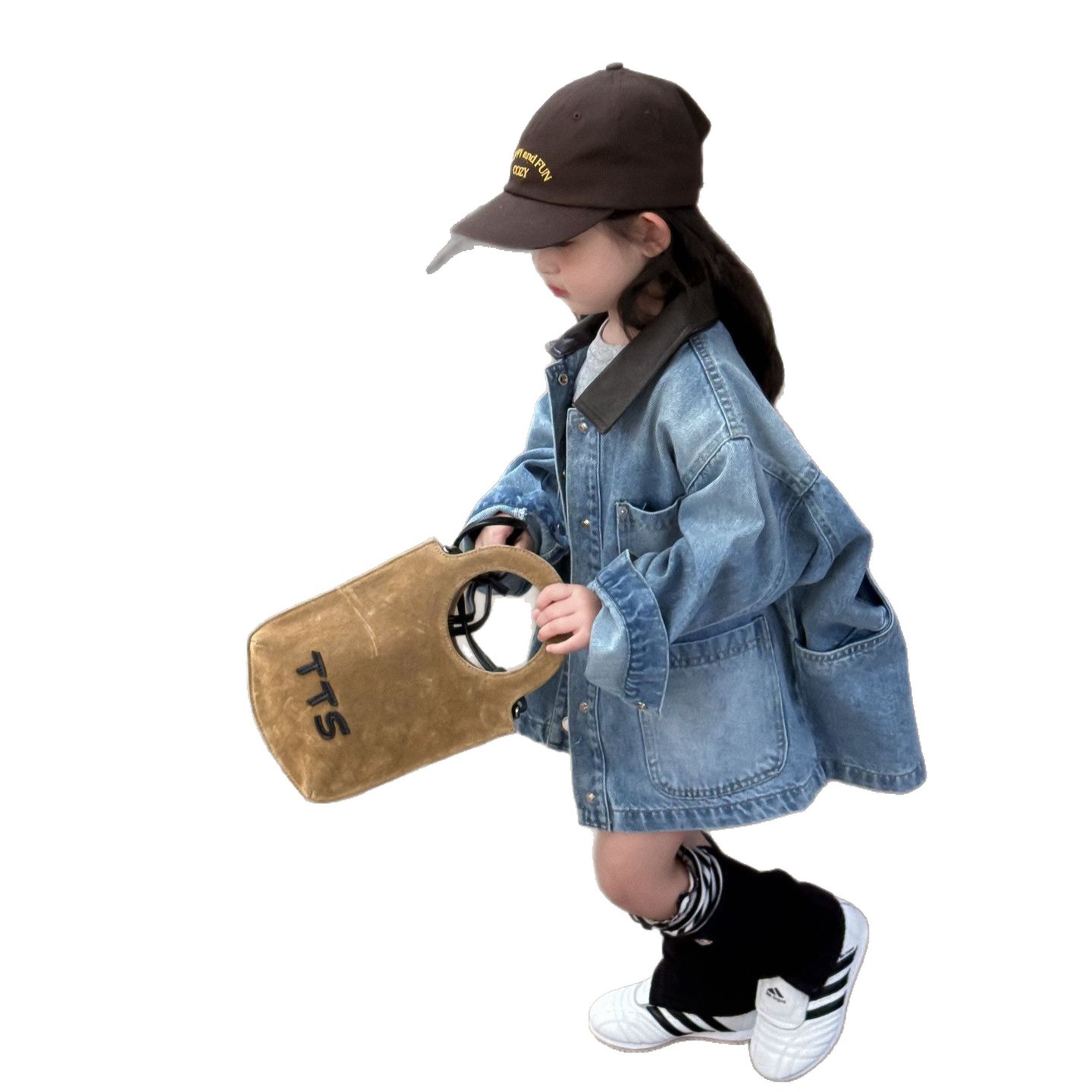 2025秋季新款童装 韩版童装 女童时尚潮范儿中长款牛仔衫牛仔外套
