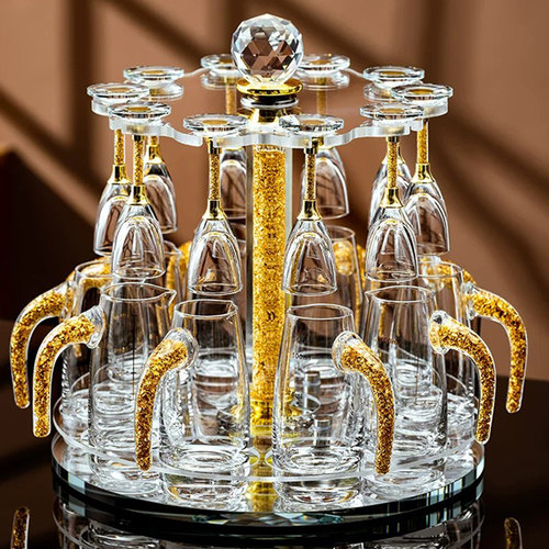金箔白酒杯套装家用水晶分酒器