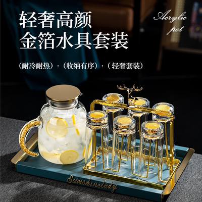 玻璃杯套装家用客厅耐热高温茶杯果汁杯大容量办公室待客透明杯子