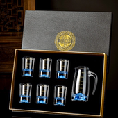 中式 金箔金山二两白酒杯轻奢高档一两小烈酒杯子玻璃带刻度黄酒杯