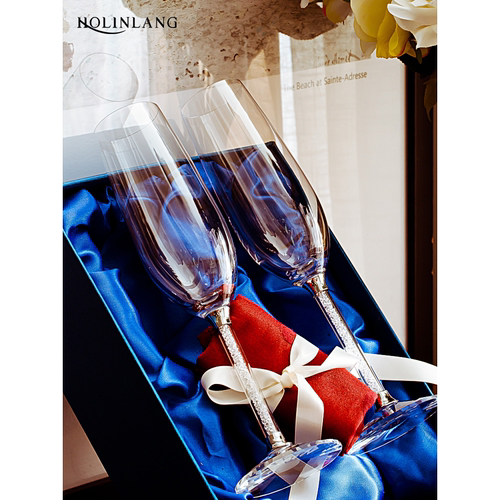 结婚玻璃气泡酒2个香槟杯