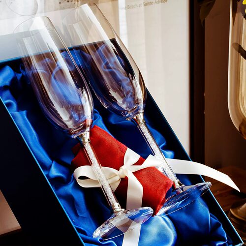 结婚玻璃气泡酒2个香槟杯
