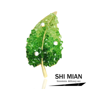 连衣裙配饰潮 叶鲜若始带露珠叶子胸针女高档精致胸花别针百搭西装