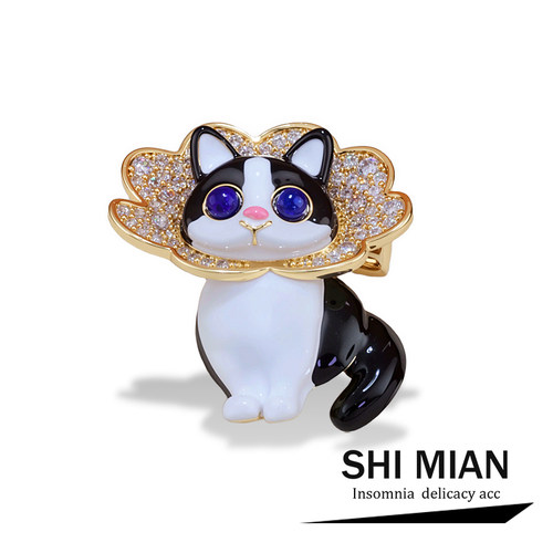 萌趣卡通可爱蓝眼睛小猫胸针