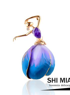 芭蕾女孩手工非遗绒花胸针女高级感精致胸花别针宴会西装礼物配饰