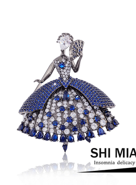 舞灵仙子微镶芭蕾舞蹈女孩胸针女高档奢华西装大衣宴会胸花别针潮