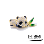 国风可爱熊猫竹叶胸针女小众设计轻奢高级感连衣裙别针