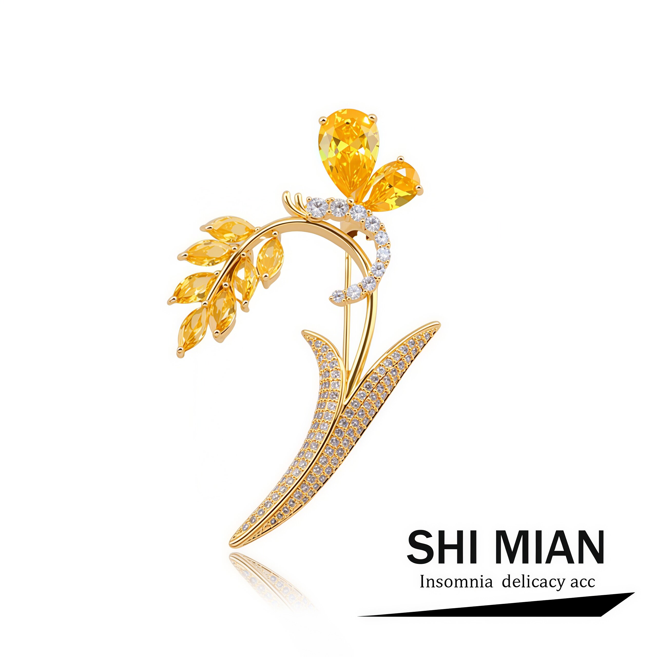 丰收麦穗花朵胸针高档女精致气质设计感胸花西装外套别针配饰礼物