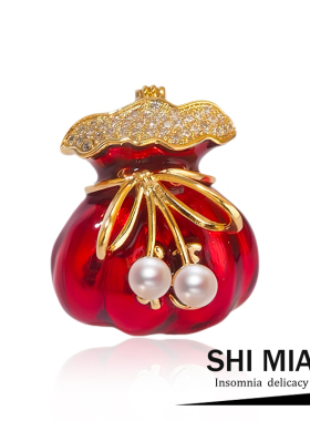 中国风财源滚滚新年礼物红色福袋胸针高档女西装毛衣胸花别针装饰
