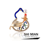 中国风锦鲤葫芦珍珠胸针女高档精致时尚 复古旗袍汉服胸花别针配饰