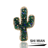 小众手工水晶仙人掌胸针女奢华气质别针西装 外套配饰教师节礼物潮