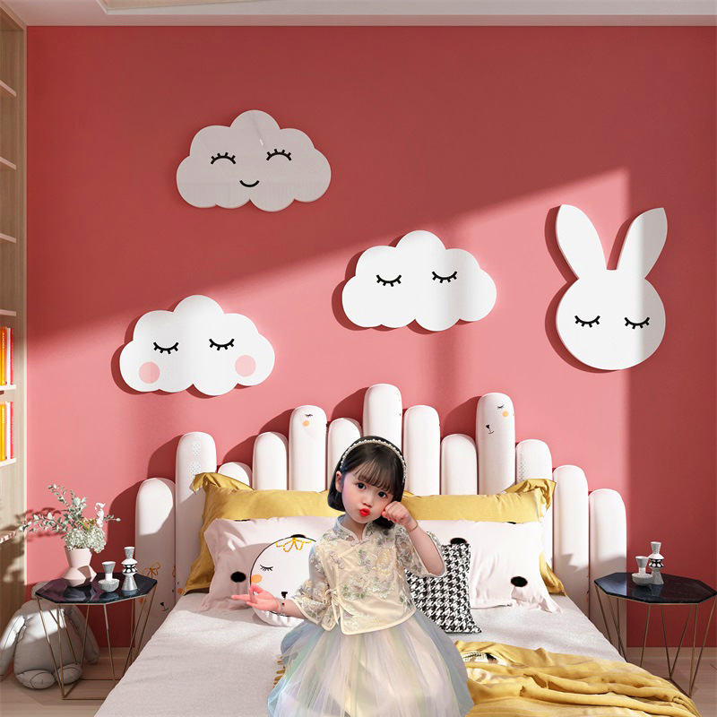 儿童房间布置装饰改造卧室遮丑墙贴壁饰男孩女孩云朵床头背景创意