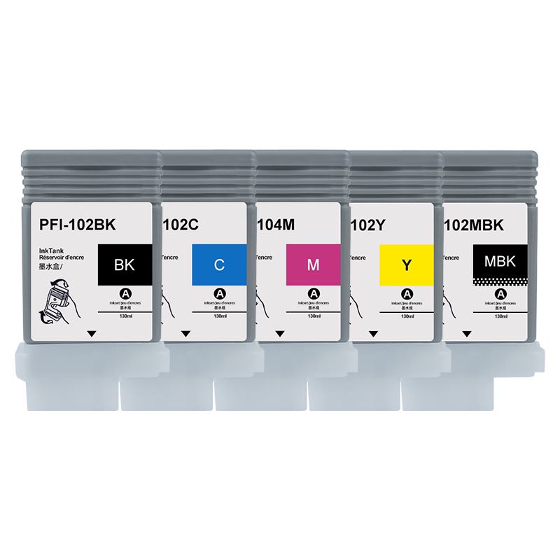 PFI-102MBK彩色104M墨盒通用佳能iPF650喷绘655打印机750墨水盒760广告765写真连供油墨ifp照片黑色bk粗面黑c