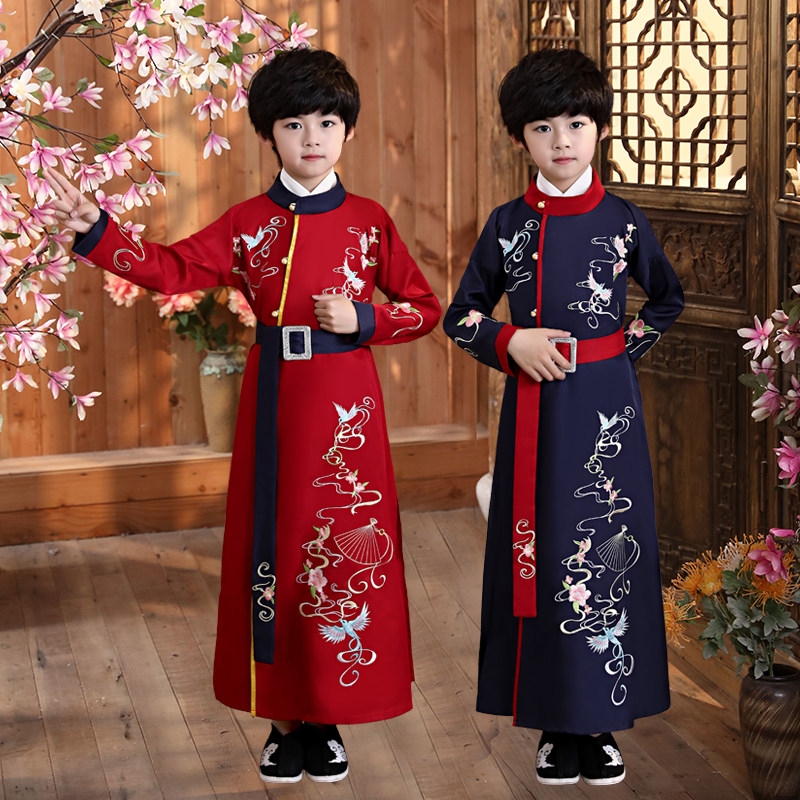 小孩三字经男女书童复古表演服
