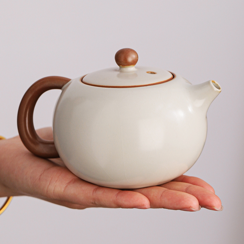 凌胜米黄汝窑西施壶陶瓷小茶壶