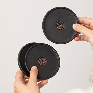 黑陶陶瓷杯垫功夫茶道茶具泡茶工具茶台茶托圆形创意轻奢高档新款