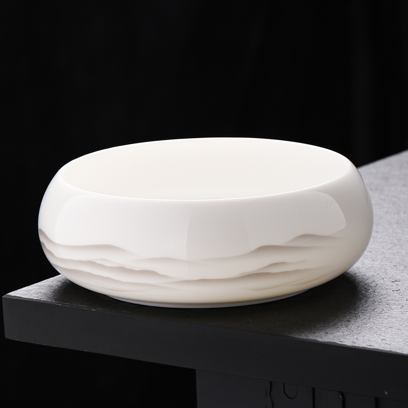 羊脂玉白瓷茶洗大号家用高档