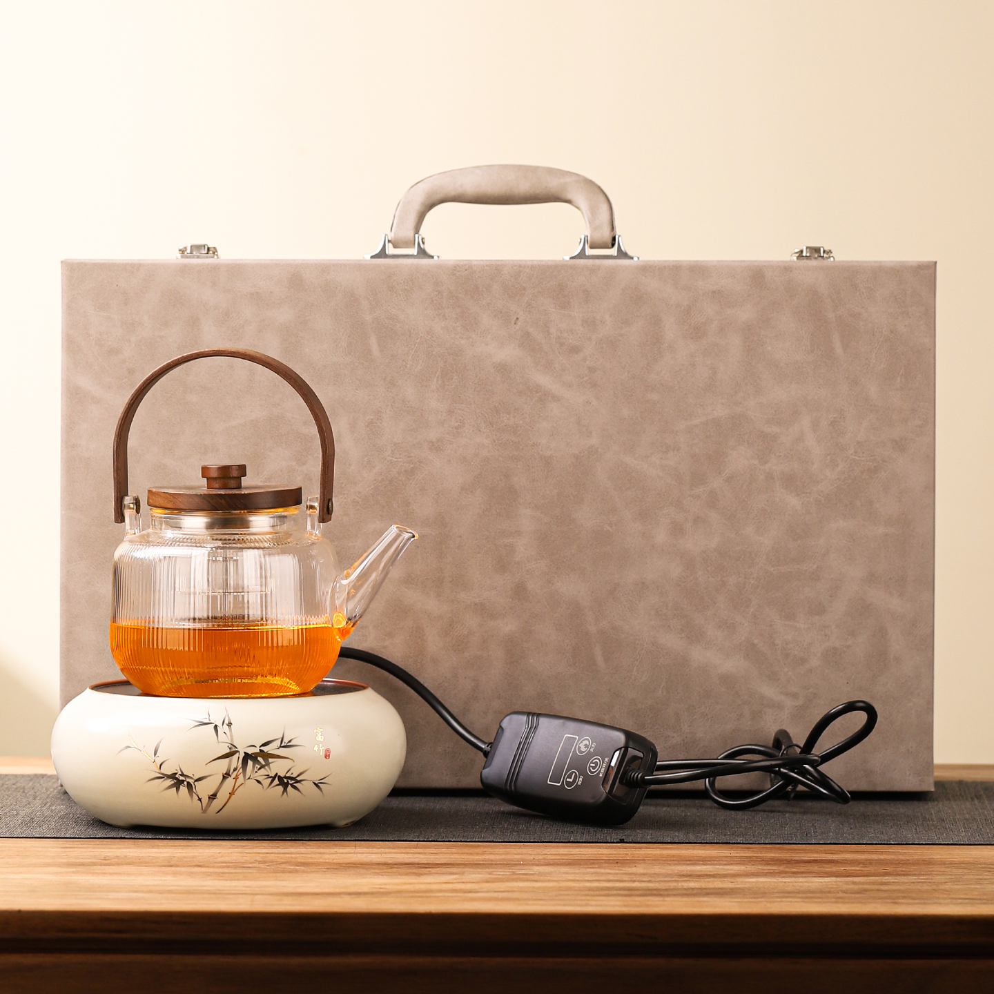 汝窑电陶炉2025新款围炉煮茶玻璃烧水壶礼盒装送礼伴手礼logo定制