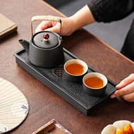Bộ trà Kung Fu gốm đen, một ấm, bốn cốc, bộ hoàn chỉnh cho gia đình, đơn giản, văn phòng, bộ pha trà cho một người, nhẹ nhàng, cao cấp bộ ấm trà in logo