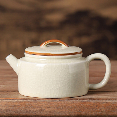 汝窑茶壶单壶陶瓷泡茶开片可养家用中式汉瓦壶2025茶具个人专用