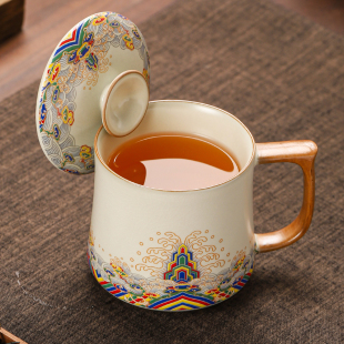 2025新款 陶瓷茶杯个人专用办公室马克杯带盖logo定制水杯家用杯子