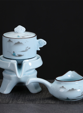 懒人自动功夫茶具套装旋转茶滤茶漏器泡茶器冲茶器配件泡茶神器
