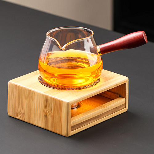 竹制温茶炉蜡烛加热烛火温酒器底座日式烘烤熏香玻璃暖茶煮茶焙茶