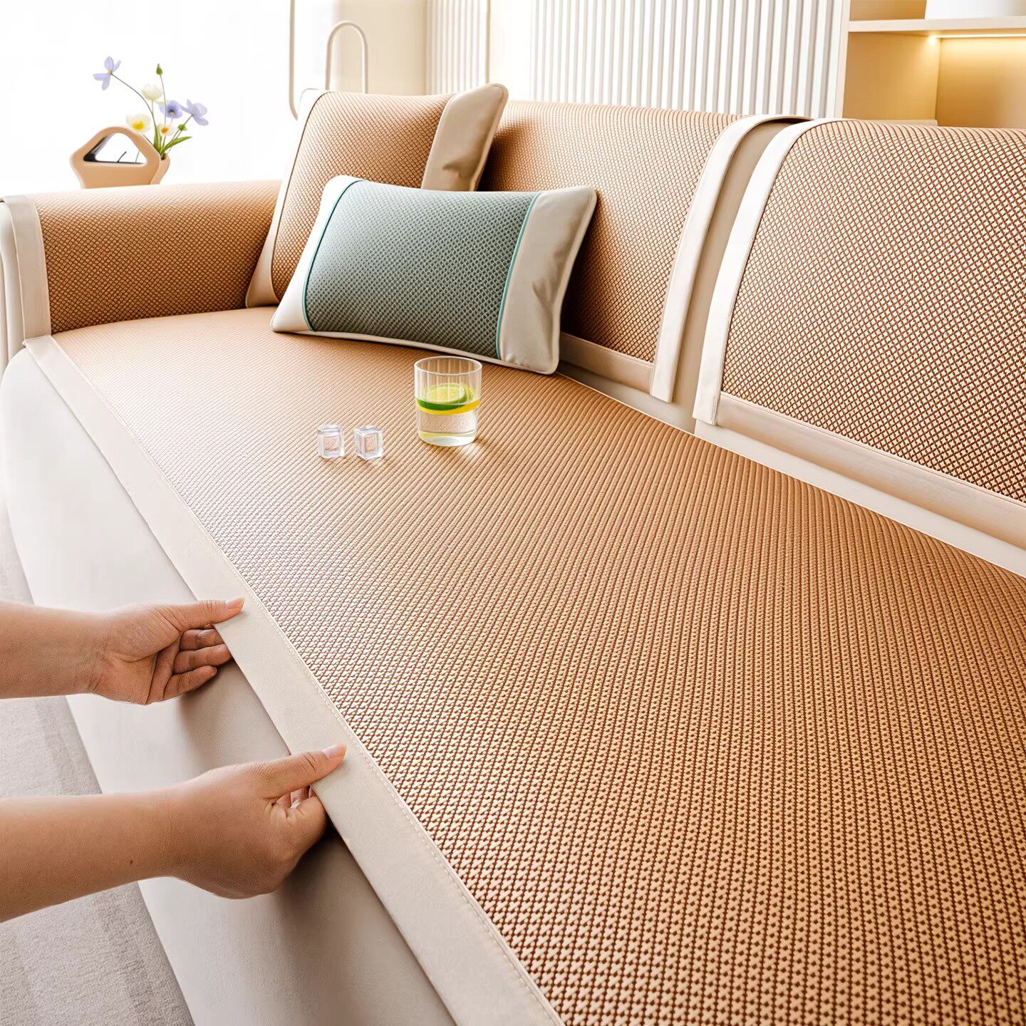 日本进口沙发垫凉感透气冰丝藤席款2026新款防滑夏季直排凉席坐垫