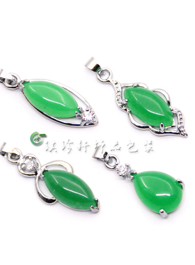 水滴欧式挂坠项链配饰银镶玉