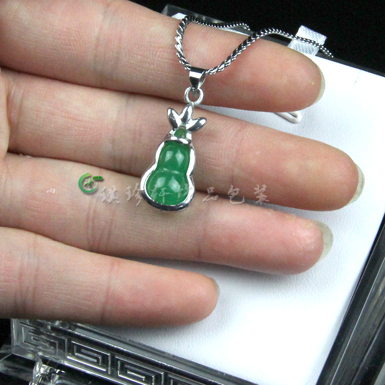 精品马来玉吊坠葫芦项饰挂件福禄寿项链坠翠绿镶嵌女款饰品配饰