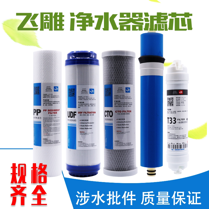 飞雕净水器滤芯纯水机10寸ppf活性炭反渗透膜t33直饮水品质过滤芯