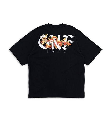罗志祥 Gotnofears 正品 焰龙宽版短袖上衣 男女同款 黑色 夏