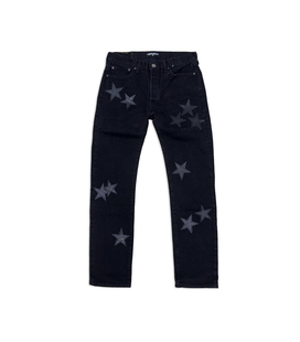 罗志祥Gotnofears正品鳄鱼纹皮革星星古著牛仔裤黑色男女同款