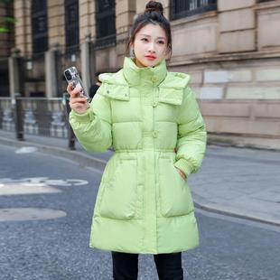 韩版 羽绒棉服女中长款 时尚 新款 加厚保暖收腰棉衣棉袄外套 2024冬季