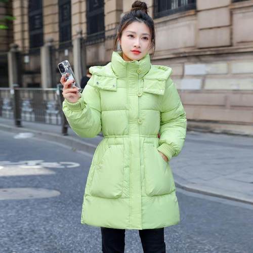 羽绒棉服女中长款2024冬季新款时尚韩版加厚保暖收腰棉衣棉袄外套