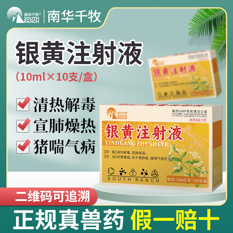 南华千牧兽用银黄提取物注射液猪肺疫清热解毒退热咳嗽喘气粗兽药