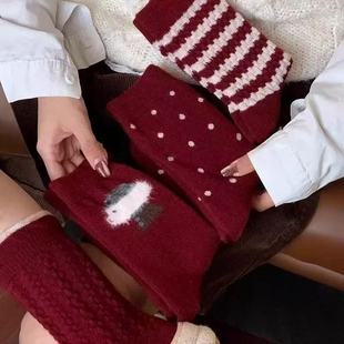 4pcs New autumn  winter woolen thick socks red socks红袜子