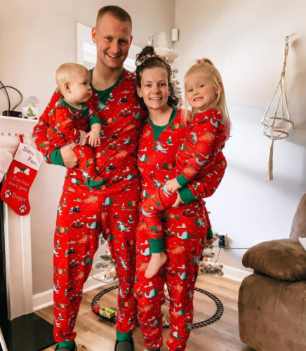 New Christmas printed parent-child long sleeved pajama set