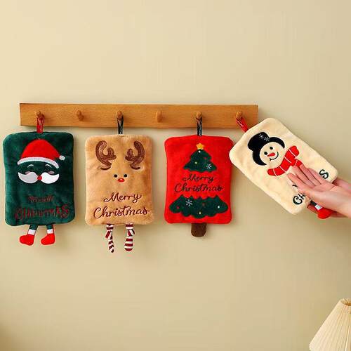 Christmas hand towel hanging thick coral fleece towel擦手巾