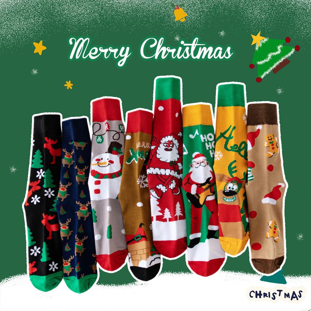 Christmas Men's Long Socks Mid Socks圣诞节男士长袜新年红袜