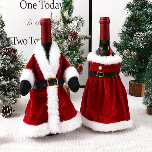 Red wine bag, Christmas dress, wine bottle cover Christmas