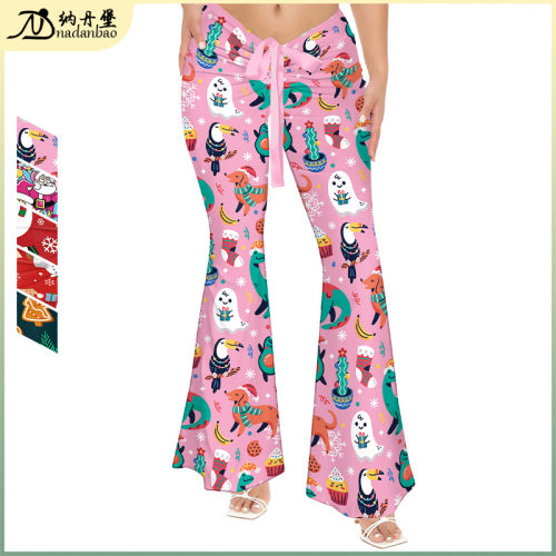Christmas slacks Yoga leggings诞休闲裤子喇叭裤瑜伽长裤女
