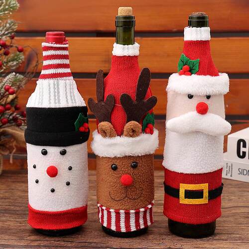 Christmas Decoration Knitted Cartoon Wine Bottle Cover酒瓶